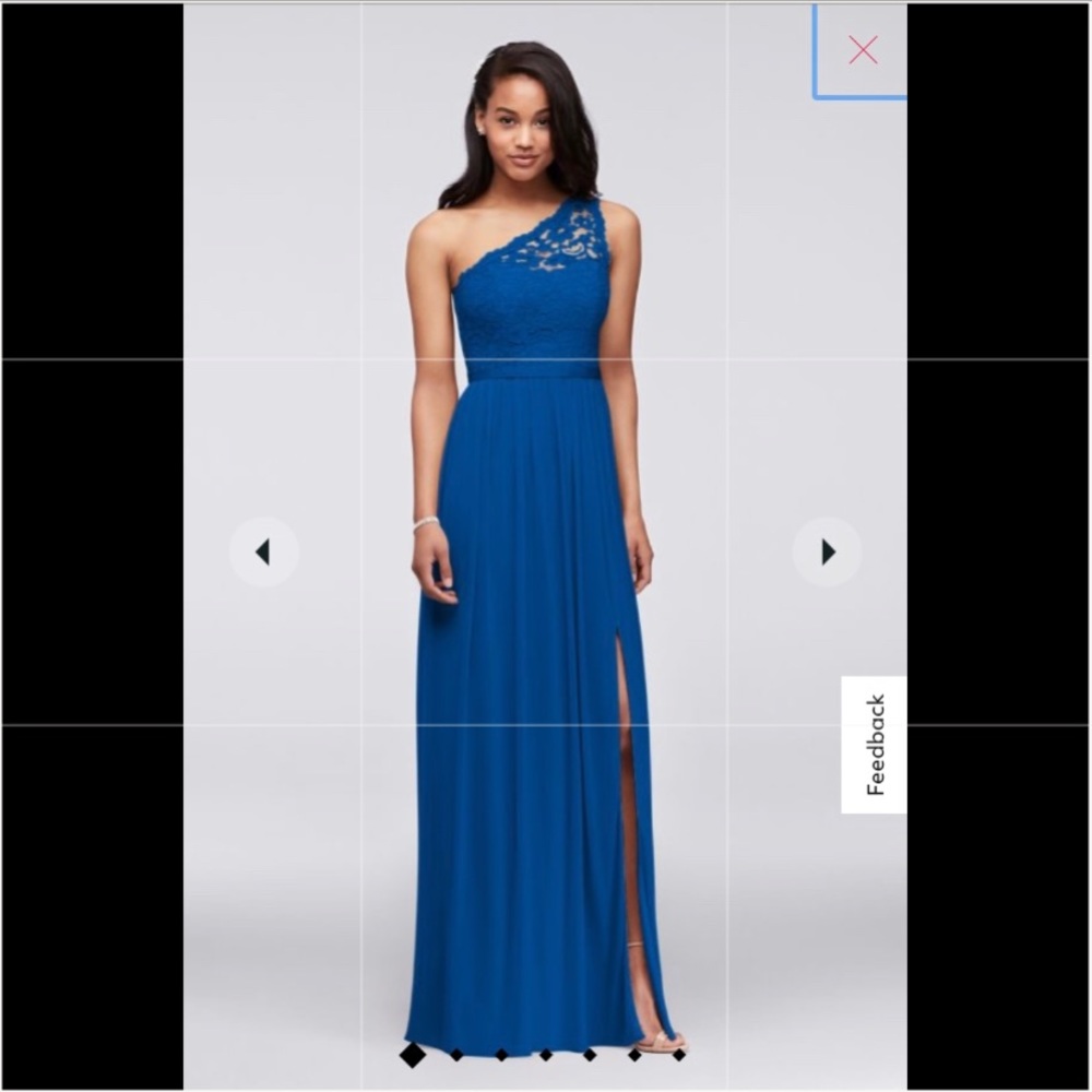 long one shoulder lace bridesmaid dress